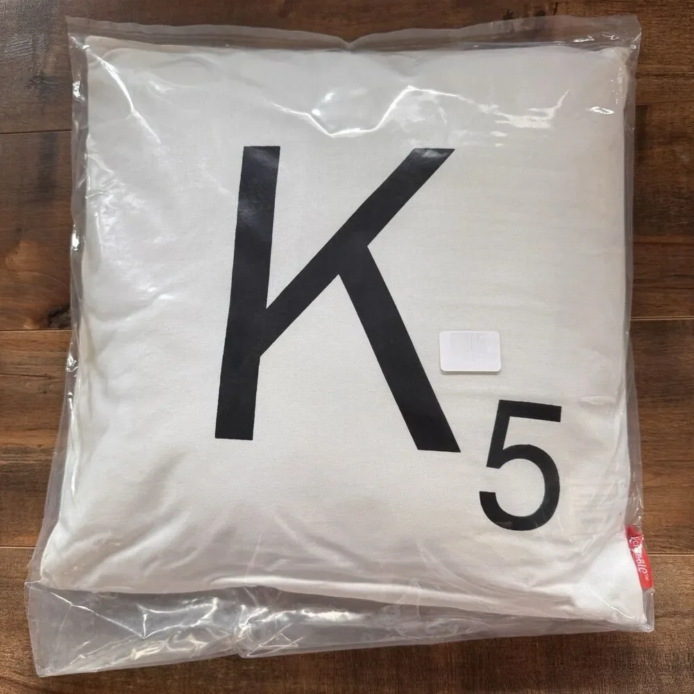 Scrabble Letter “K” Cushion Throw Pillow 16”x16” NWT Board Game Wild & Wolf